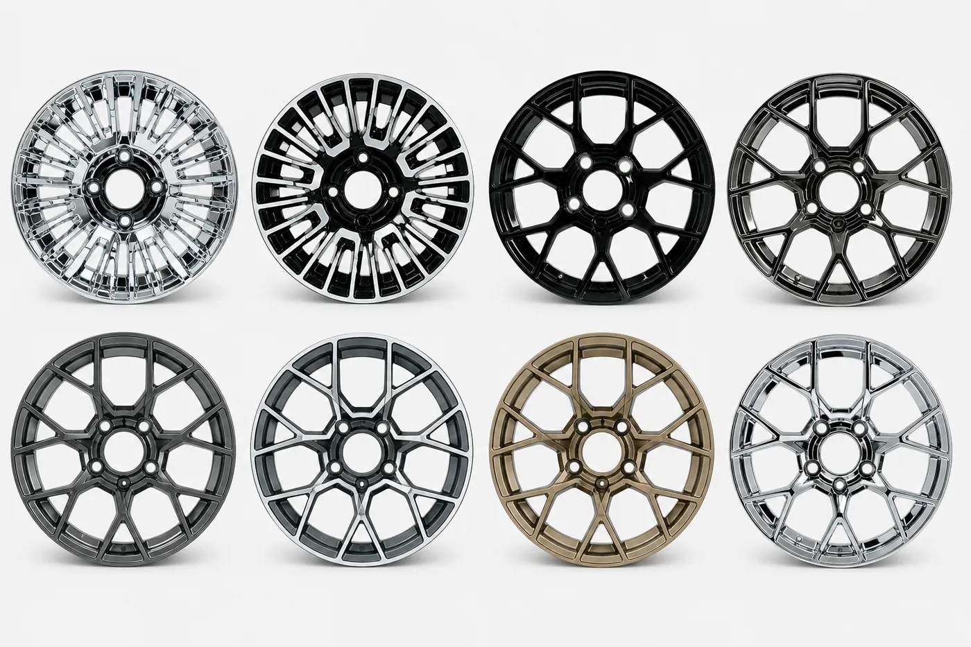 Wheel design examples in several finishes